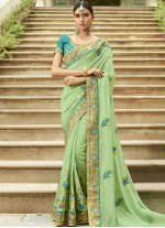 Mint Green Designer Silk Saree